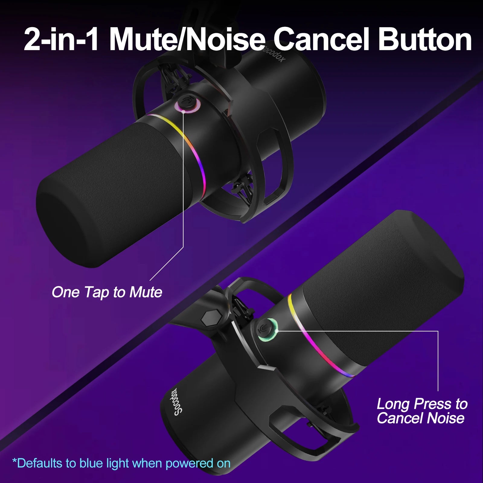 XLR/USB Dynamic Microphone Kit, PC Microphone for Streaming, Podcasting, Gaming, RGB, Mute and Noise Cancelling Function, Volume