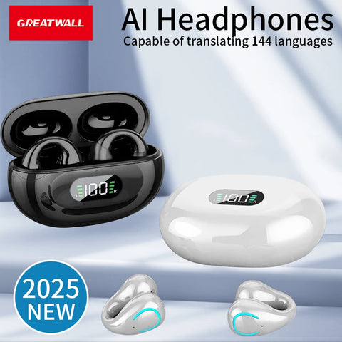 GREATWALL AI Translator Earbuds Painless Clip-on Wireless Bluetooth Headset With Real-time Translation In 144 Language