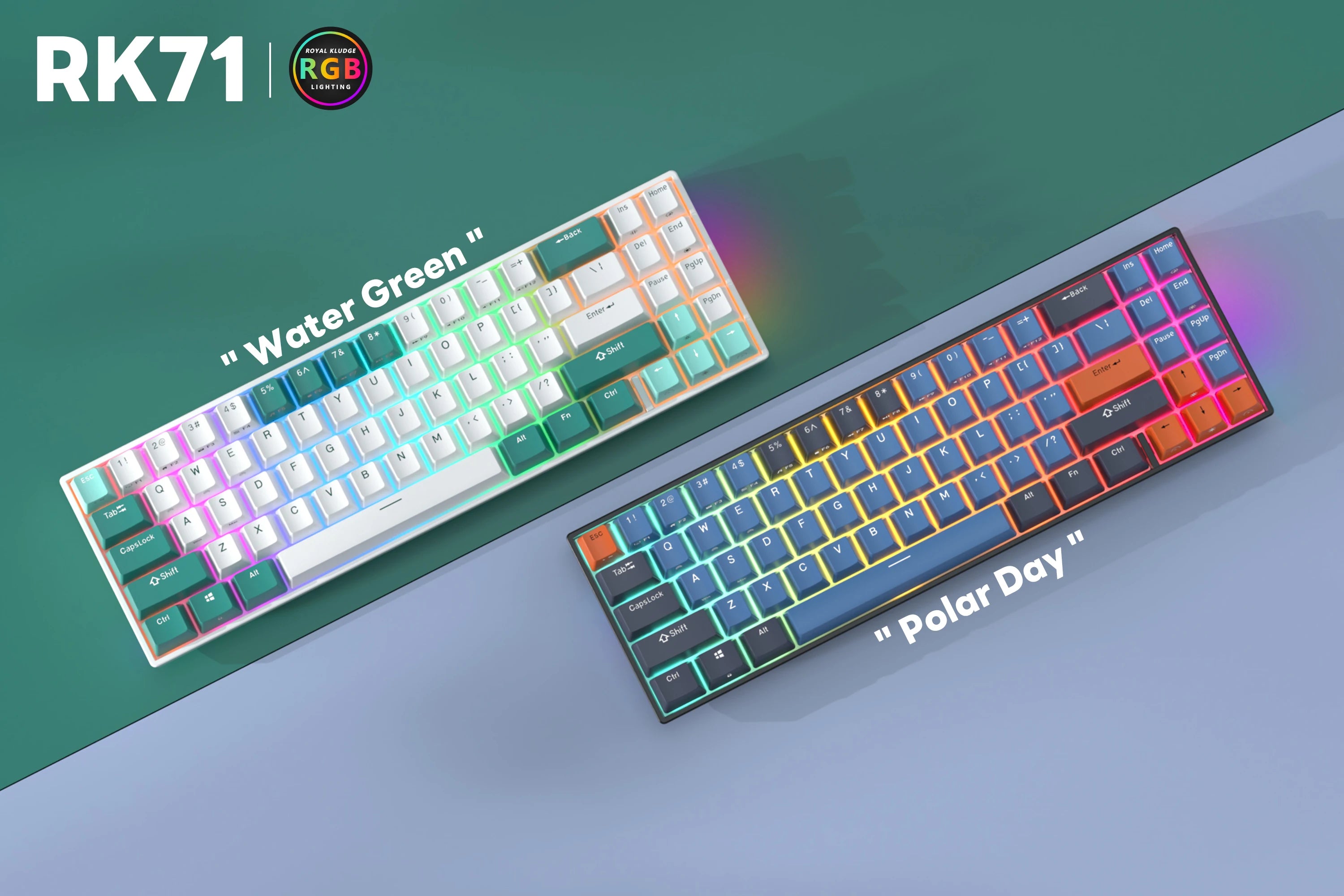RK ROYAL KLUDGE RK71 Tri-mode Mechanical Keyboard 2.4G Wireless Bluetooth RGB Backlit Hot-swappable Gamer Keyboard PBT keycaps