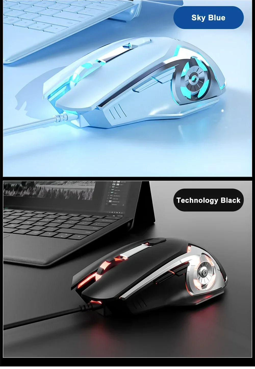 AJAZZ AJ120 Gaming Mouse Wired USB 6 Buttons 8000DPI Optical Mute E-sports Game Mouse Laptop computer office PC Accessories gift