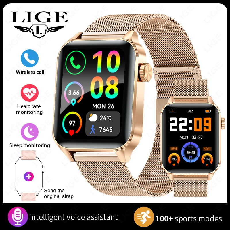 LIGE New Bluetooth Call Smart Watches Women Wrist Watch Fitness Watch Waterproof Smartwatch For Xiaomi Huawei Android iOS iPhone