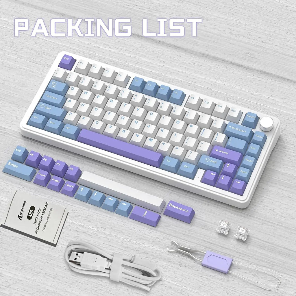 MAMBASNAKE x ATTACK SHARK X85 Gasket Mechanical Keyboard with Knob,75% Tri-Mode(BT5.0/2.4G/USB-C) Wireless Gaming Keyboard