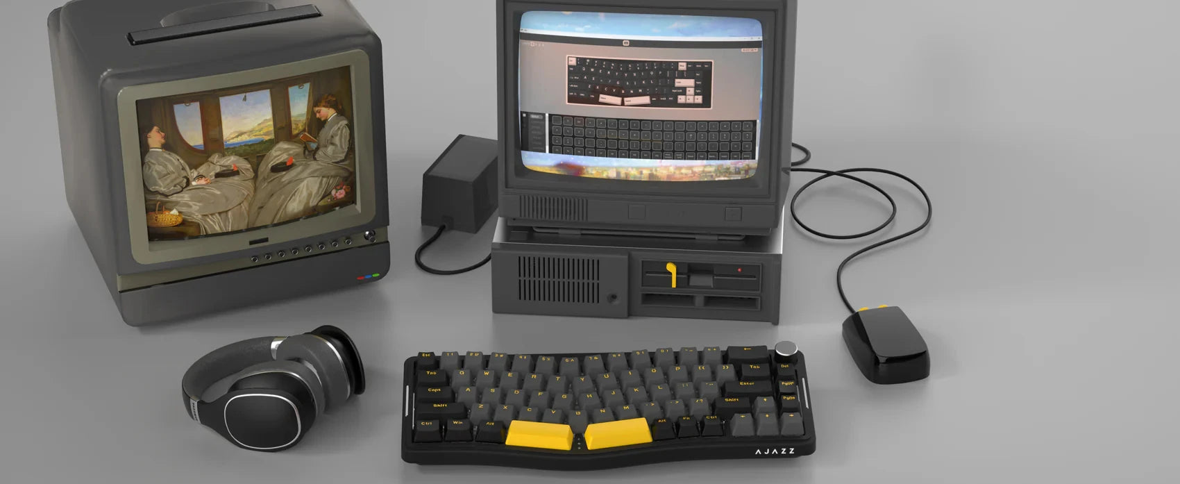 ATTACK SHARK x AJAZZ AKS068 Alice Mechanical Keyboard 60% Alice Layout Wired Mechanical Keyboard, VIA-Programmable