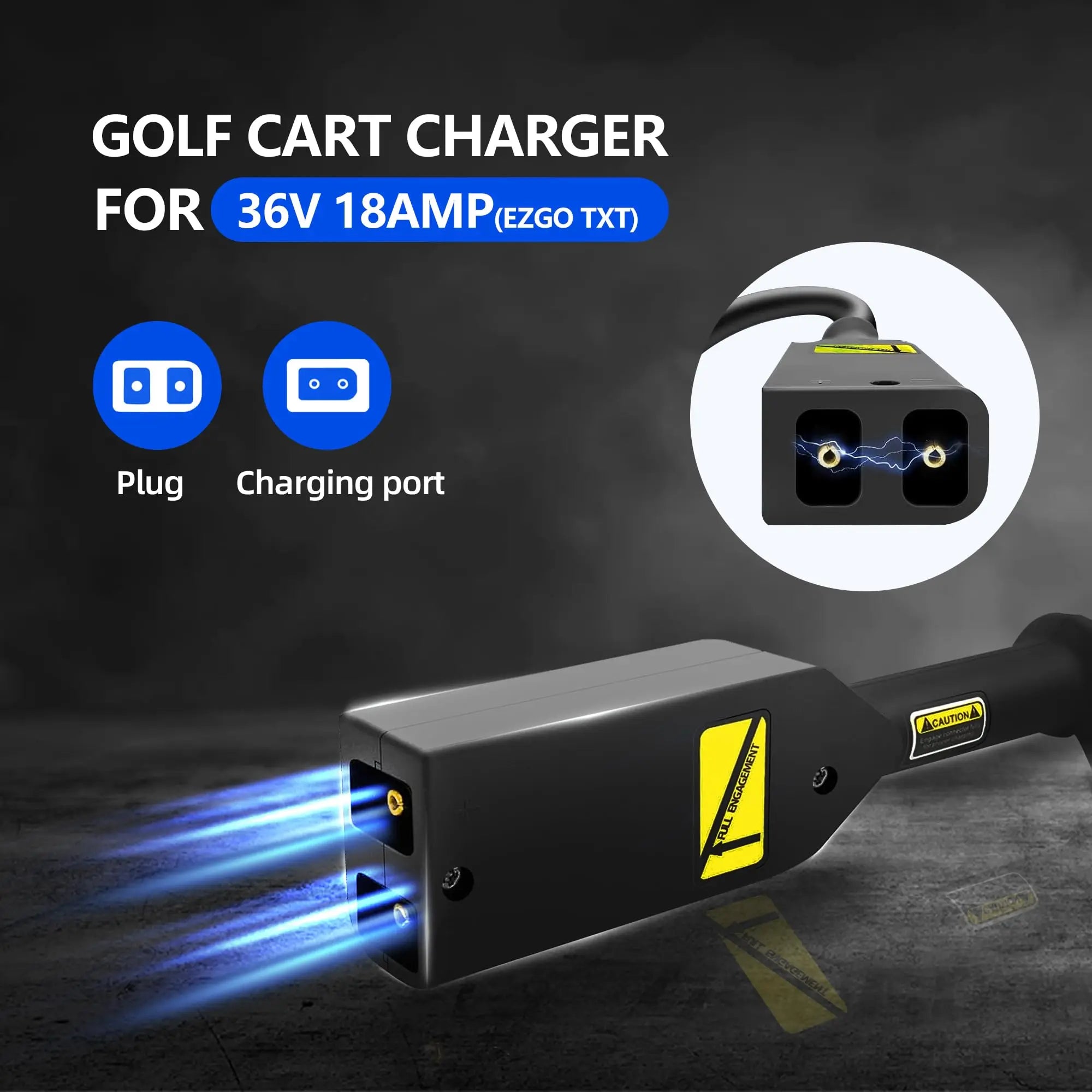 36V 18A Golf Cart Battery Charger for EZGO RXV TXT Club Car, Charger for Lead Acid Battery, IP67 Waterproof