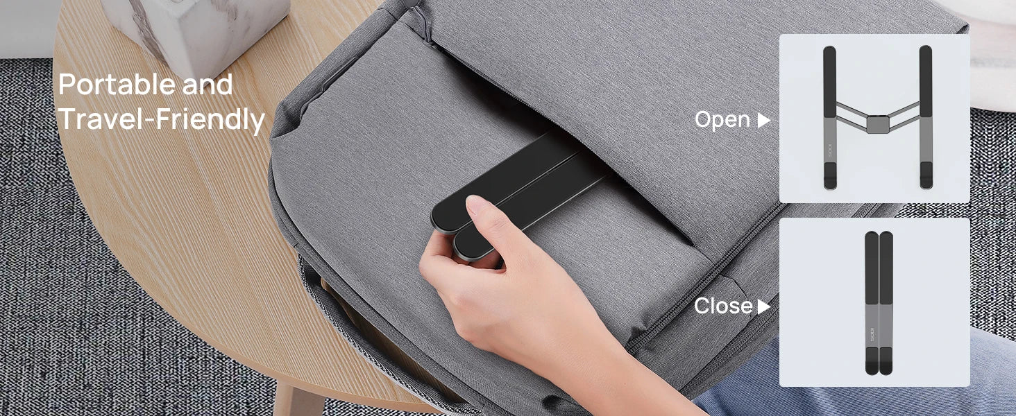 SODI Foldable Laptop Stand for Desk Portable Adjustable Aluminum Riser for MacBook Pro Air HP Dell Lenovo Up to 15.6 Inch Grey