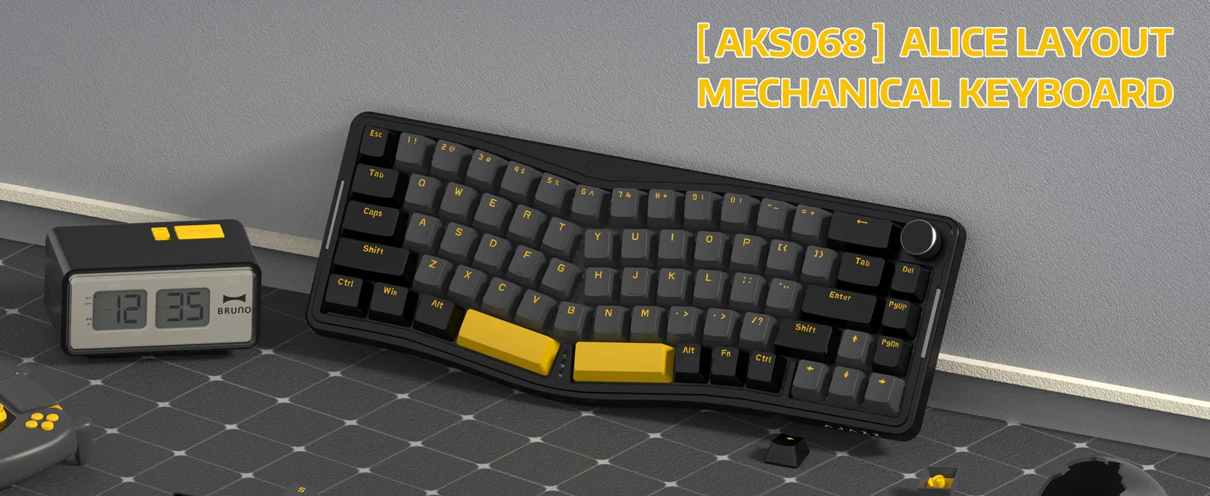 ATTACK SHARK x AJAZZ AKS068 Alice Mechanical Keyboard 60% Alice Layout Wired Mechanical Keyboard, VIA-Programmable