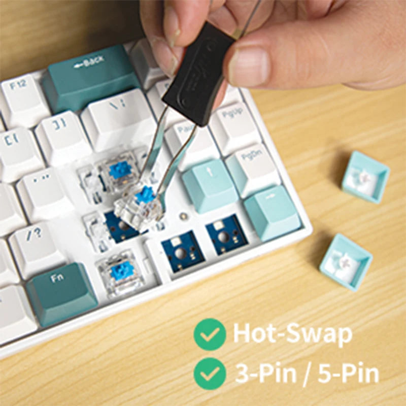 RK ROYAL KLUDGE RK71 Tri-mode Mechanical Keyboard 2.4G Wireless Bluetooth RGB Backlit Hot-swappable Gamer Keyboard PBT keycaps