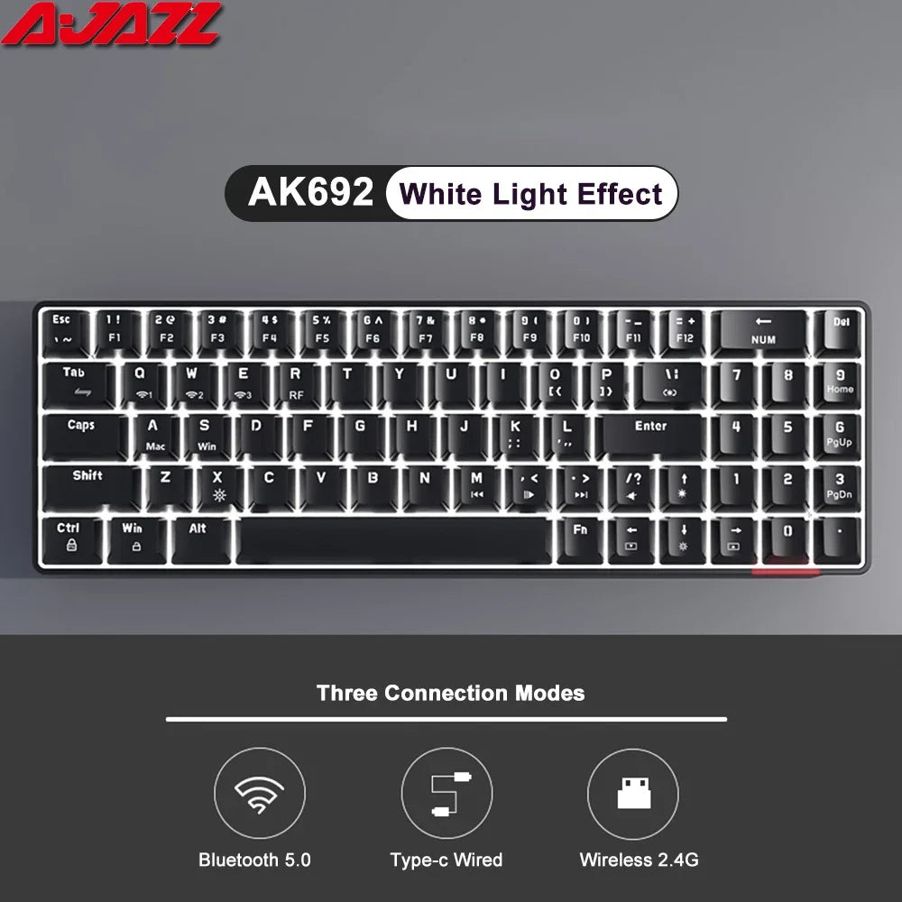 AJAZZ AK692 Gaming Mechanical Keyboard RGB 68 Keys Hot Swap Custom Keyboard Bluetooth Wireless Keyboards for PC Laptop Computer