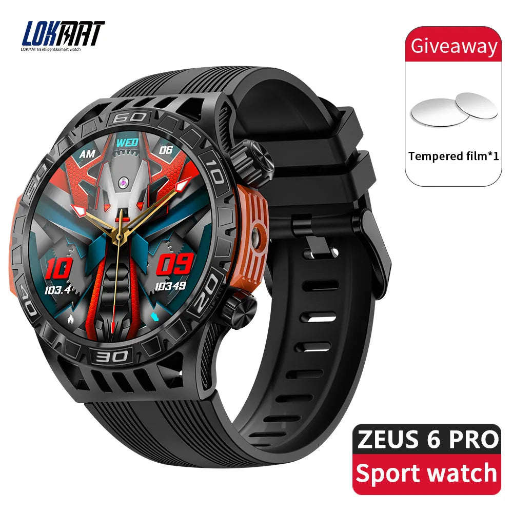 LOKMAT ZEUS 6 PRO Smart Watches Bluetooth Calls Flashlight Waterproof Smartwatches 1.46'' Screen Compass Sport Fitness Tracker