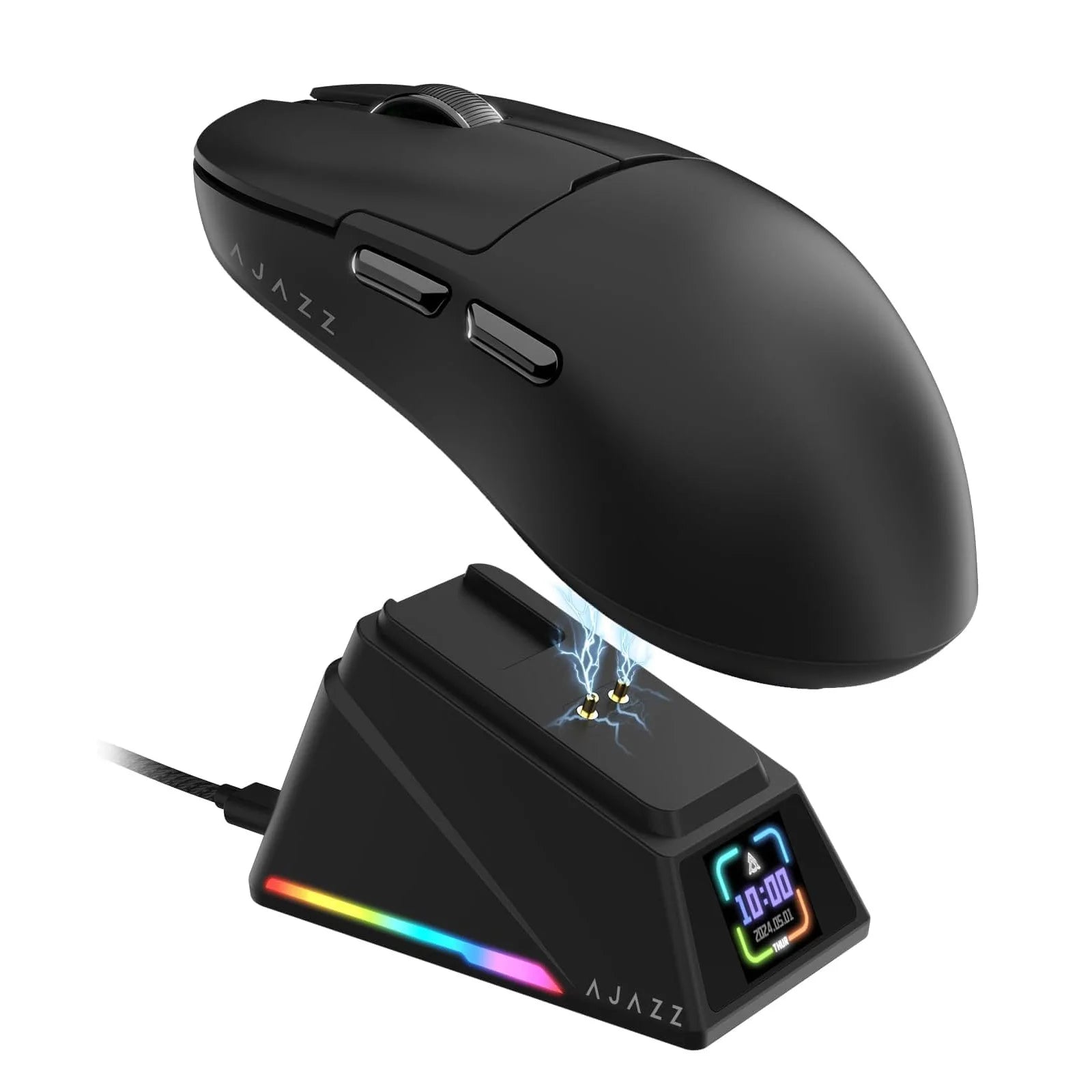 A.JAZZ AJ159APEX 8Khz Wireless Gaming Mouse Ultralight 56g with Magnetic Screen Charging Dock 42000DPI PAW3950 Sensor Tri Mode B