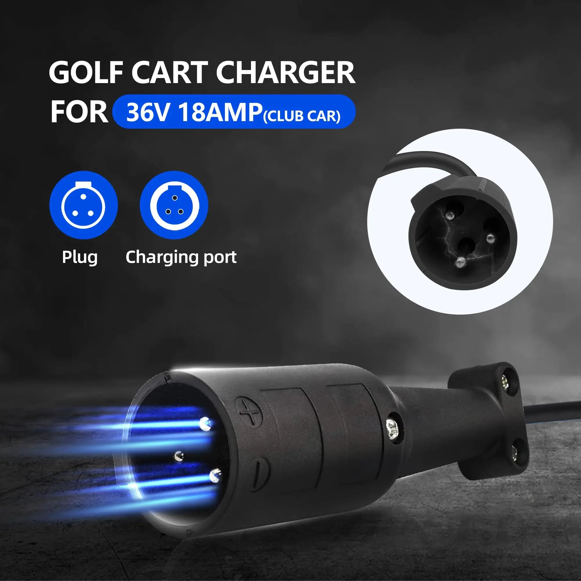 36V 18A Golf Cart Battery Charger for EZGO RXV TXT Club Car, Charger for Lead Acid Battery, IP67 Waterproof