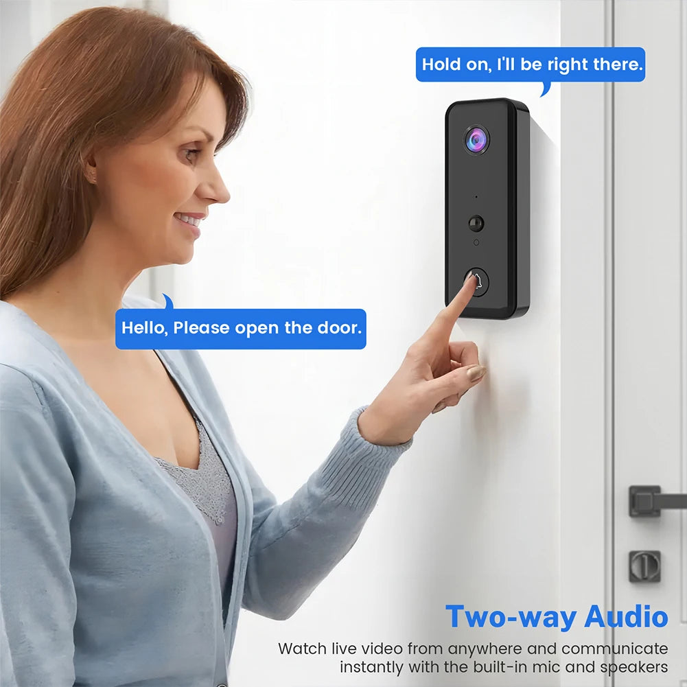 Video Doorbell Camera 2-Way Audio Doorbell with Camera PIR Motion Detection for Home Office