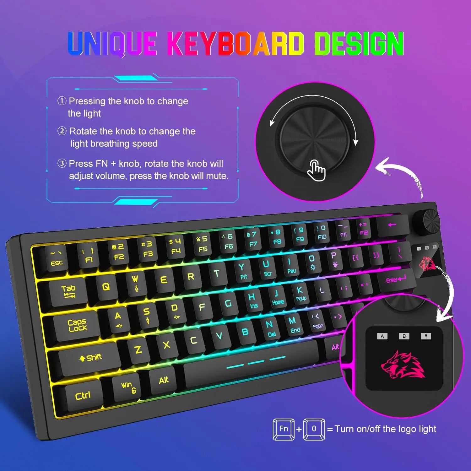 ZIYOU LANG T50 Wireless Gaming Keyboard and Mouse Combo Mini Portable with Cool RGB Backlit Ergonomic 64Key TKL Rechargeable Ant