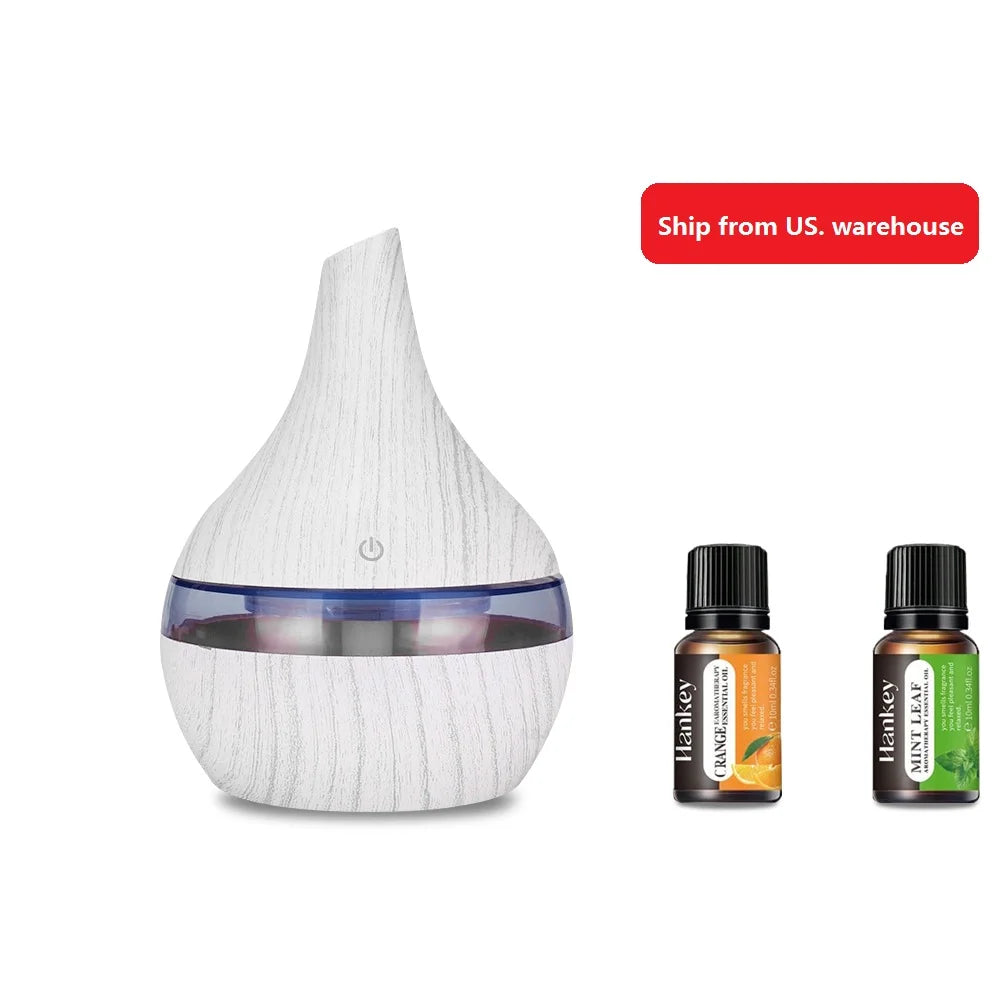 300ml USB Essential Oil Diffusers Ultrasonic Air Humidifier with 7-Color LED lights Cool Mist Maker for home bedroom