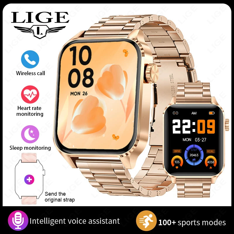 LIGE New Bluetooth Call Smart Watches Women Wrist Watch Fitness Watch Waterproof Smartwatch For Xiaomi Huawei Android iOS iPhone
