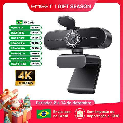 4K Webcam 1080P 60fps Video Camera EMEET C60E 4K Autofocus USB  Camera for Computer/PC Living/ Video Call/ Conference Web Cam