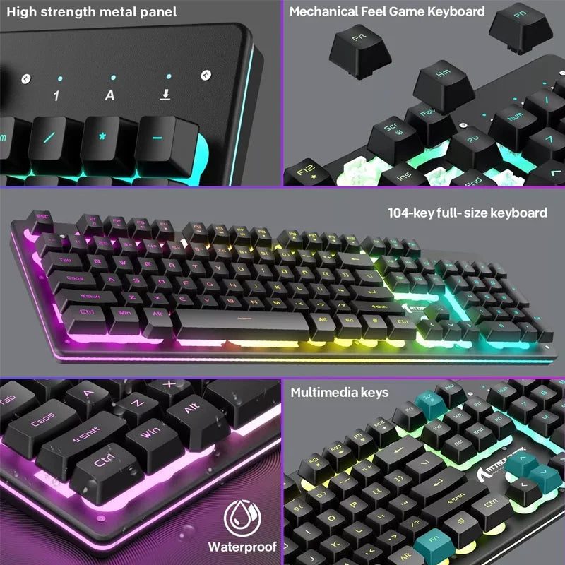 ATTACK SHARK T3 RGB Wireless Gaming Keyboard Mouse Combo,Rechargeable Mechanical
