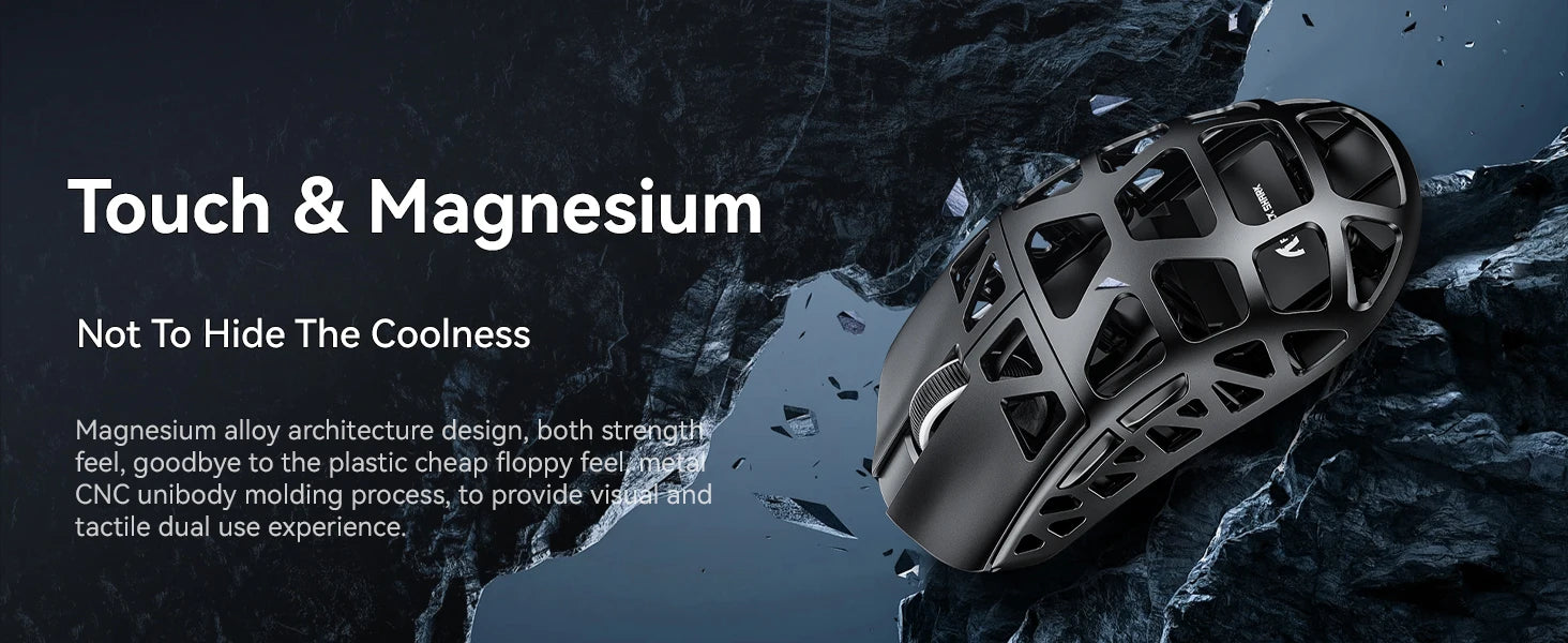 Attack Shark R3 Wireless Gaming Mouse,PAW3395 Up to 26K DPI 8KHz Return Rate,Magnesium Alloy 46G Ultralight Hollowed Design, Tri