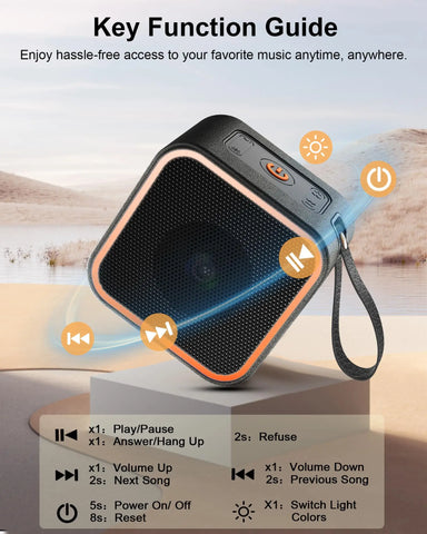 Portable Bluetooth Speaker with HD Sound, 10H Playtime & Dynamic RGB Lights – Party-Ready for Outdoor, Travel & Home.