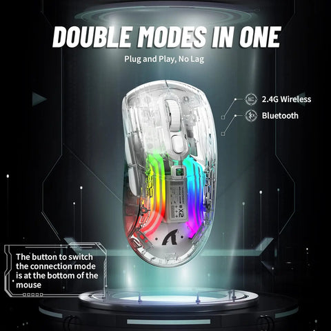 MAMBASNAKE x ATTACK SHARK X2PRO Wireless Gaming Mouse with Full Transparent,Tri-Mode 2.4GHz/Bluetooth/Wired Mouse