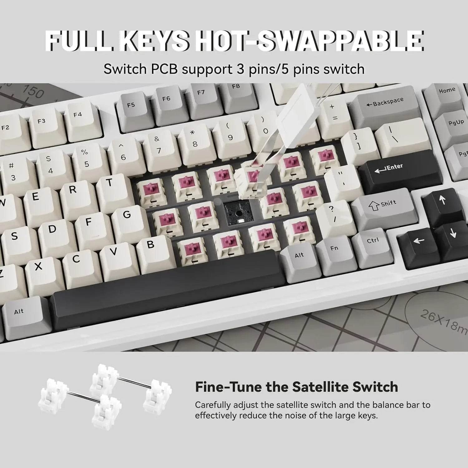 MAMBASNAKE x Attack Shark X98 Wireless Mechanical Keyboard,Gasket Hot Swappable Custom Keyboard,Bluetooth 5.0/2.4G/Wired