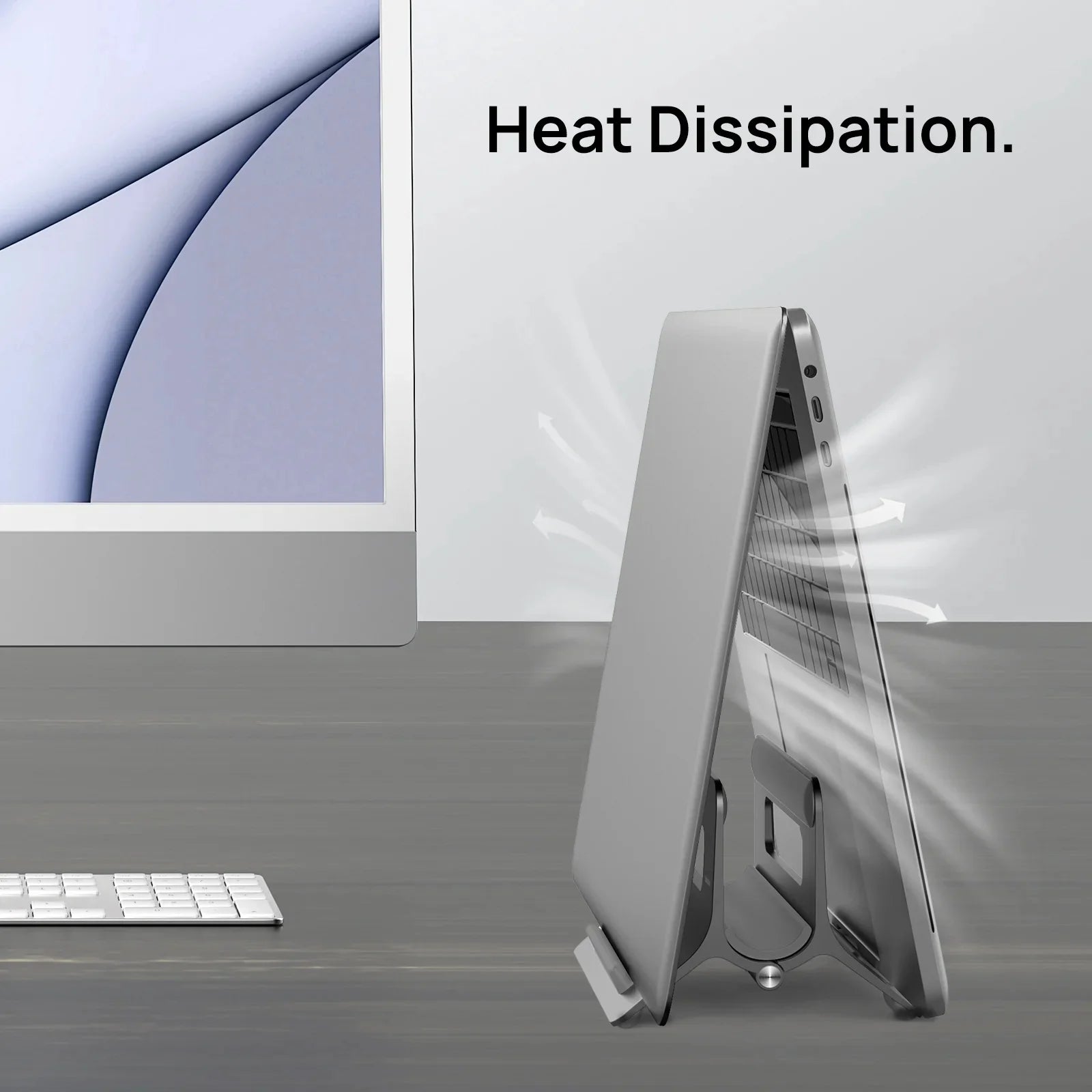 SODI Vertical Laptop Stand For Desk Gravity Auto Lock Vertical Stand Aluminum Laptop Vertical Dock Stand Holder