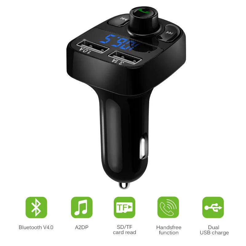 FM Transmitter Aux Modulator Bluetooth Handsfree Car Kit Car Audio MP3 Player with 3.1A Quick Charge Dual USB Car Charger