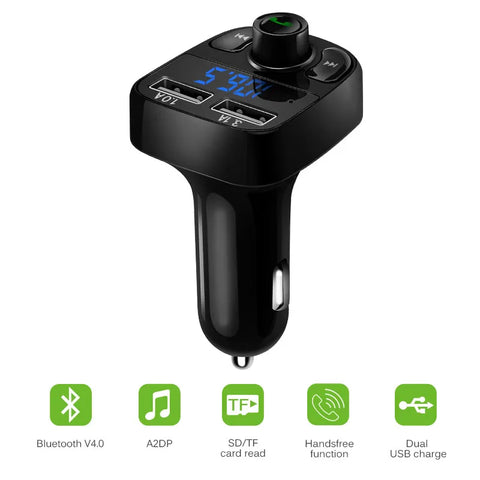 FM Transmitter Aux Modulator Bluetooth Handsfree Car Kit Car Audio MP3 Player with 3.1A Quick Charge Dual USB Car Charger