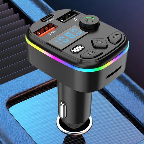 Car Charger Dual USB Type C Car MP3 Player Bluetooth-Compatible 5.3 Support TF Card U Disk Cell Phone Charger Car FM Transmitter