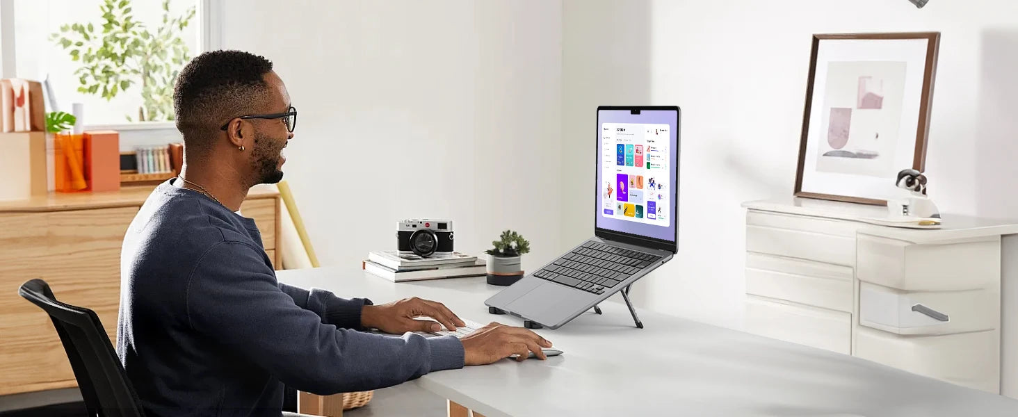 SODI Adjustable Laptop Holder for Desk Foldable Laptop Stand Riser Portable Notebook Stand for 10-15.6” Inch Laptops Black