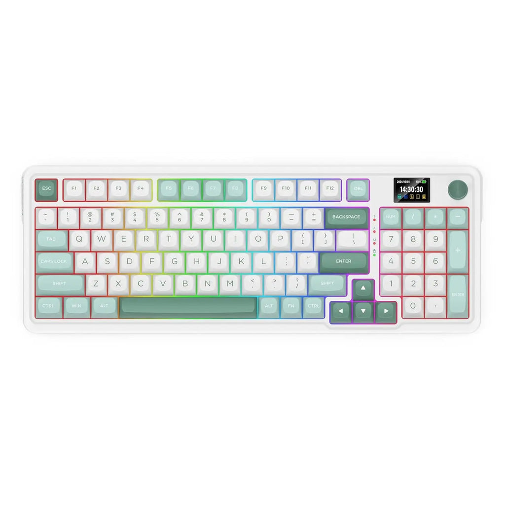 Redragon K719 Wireless Gasket Gaming 95 Keys Mechanical Keyboard,Easy-Control 1.14’’ TFT Info Display,Mint Mambo Switches