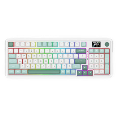 Redragon K719 Wireless Gasket Gaming 95 Keys Mechanical Keyboard,Easy-Control 1.14’’ TFT Info Display,Mint Mambo Switches