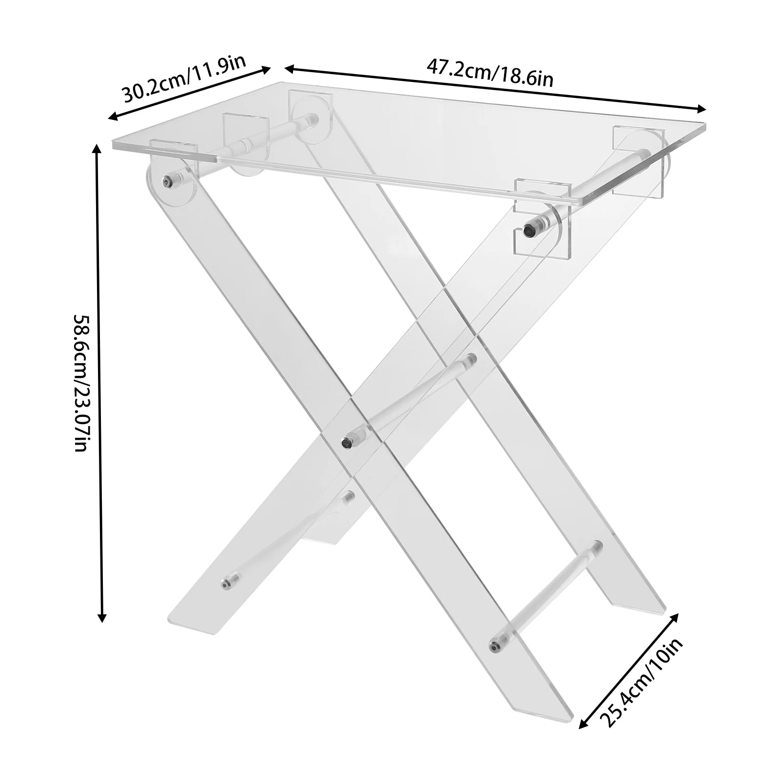 Acrylic Laptop Stand, Foldable X-Design with 22lb Capacity, 23.07" Height, 18.6x11.9" Clear Tabletop for Home/Office Use