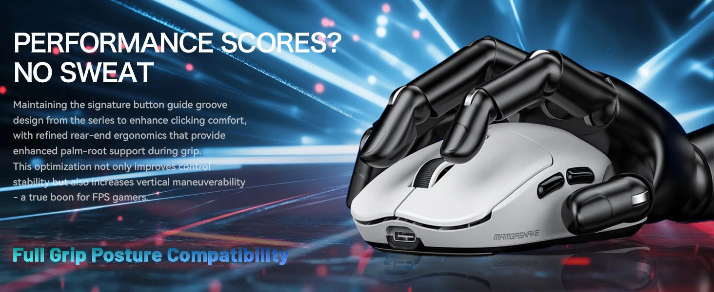 MAMBASNAKE M3 Wireless Gaming Mouse with Lightweight 39g,PixArt PAW3395 PRO Sensor 40K DPI,Tri Mode-,100M Clicks Micro Switch