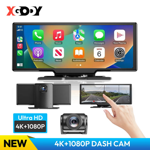 XGODY 4K HD Touch Screen Carplay Android Auto Dash Camera 10.26" Large Screen Wireless Radio Multimedia