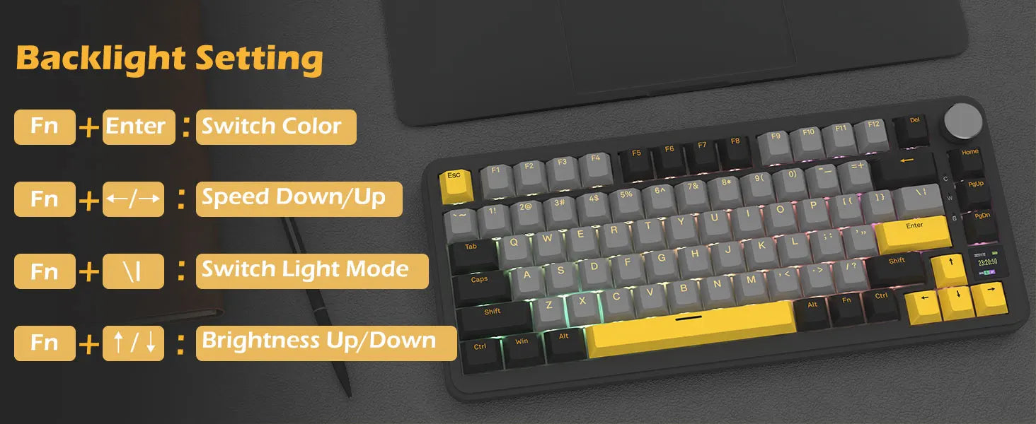 ATTACK SHARK X85Pro 75% Mechanical Keyboard with Screen & Knob Hot Swappable Wireless 2.4GHz/Bluetooth/Wired RGB Gasket Mount QM