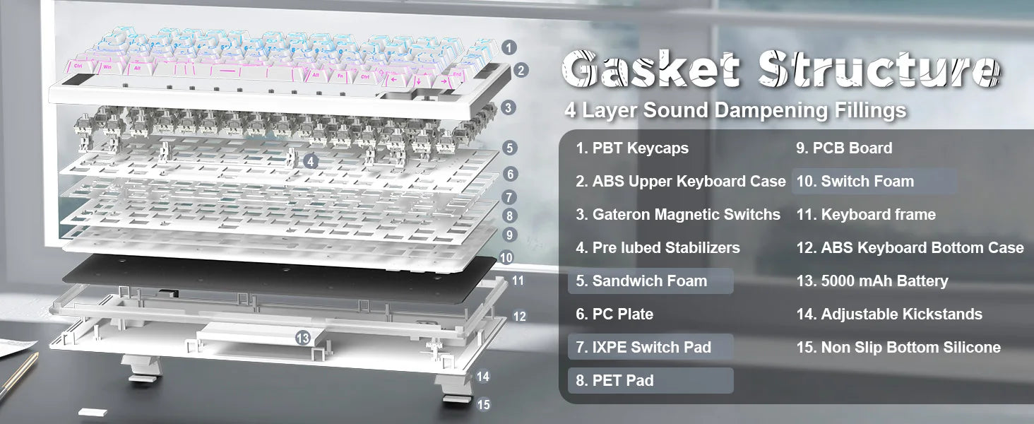 YUNZII RT80 Hall Effect 8K Rapid Trigger Gaming Mechanical Keyboard, 82-Key Wireless Adjustable Actuation Magnetic Hot Swap Keeb