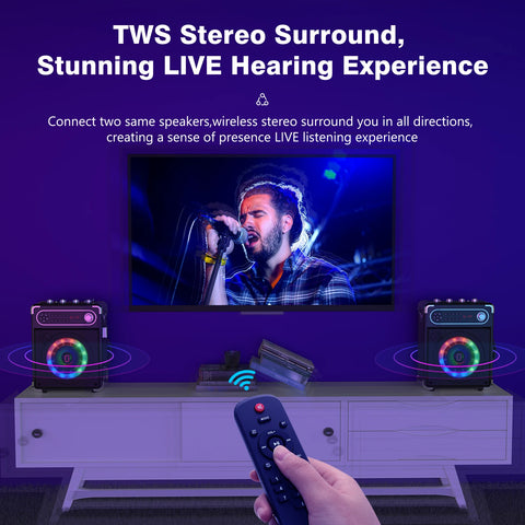 JYX Portable Speaker, Stereo Sound New Party Speaker with Microphone and Colorful Lights, Bluetooth Speaker for Home Outdoor