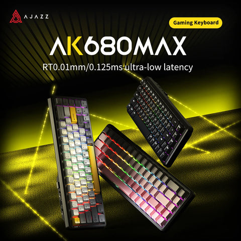 AJAZZ AK680MAX-Hall gaming magnetic Switch-wireless mechanical keyboard supports wired 8K refresh rate-RGB-DIY