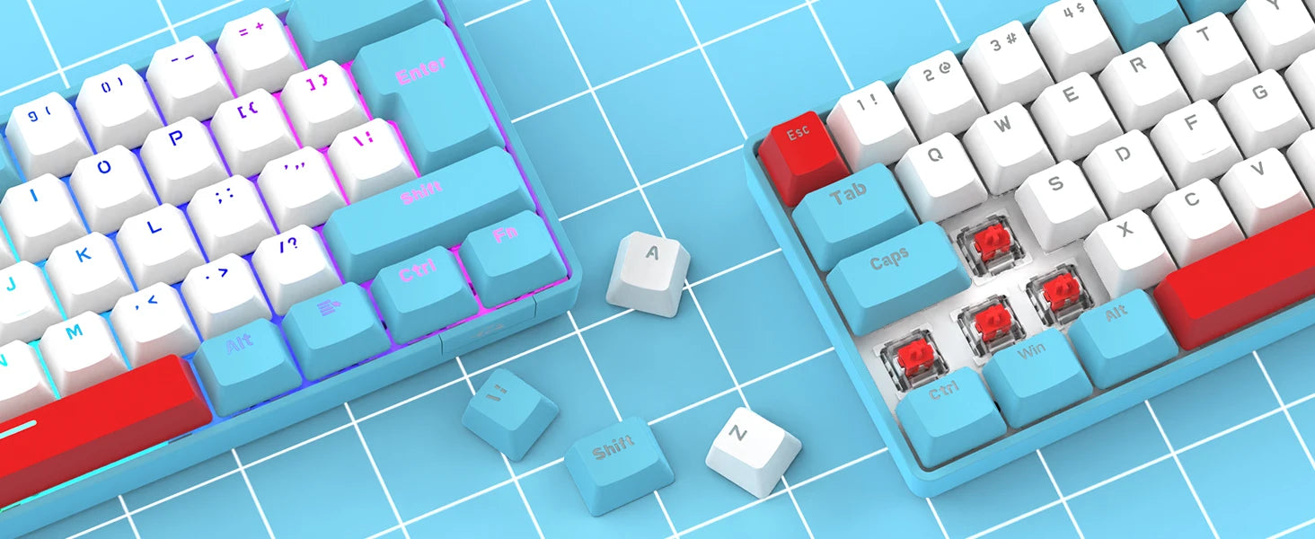 60% Mechanical Keyboard and Mouse Combo + Tray USB C Cable, RGB LED Backlit Keyboard, Red Switches, 6400 DPI Programmable Mouse