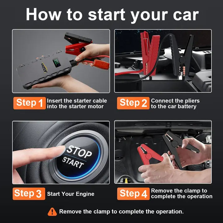 High Power 5000A Starting Device 12V Car Jump Starter Petrol Diesel Car Charger Starter Cables For Car Battery Booster Buster