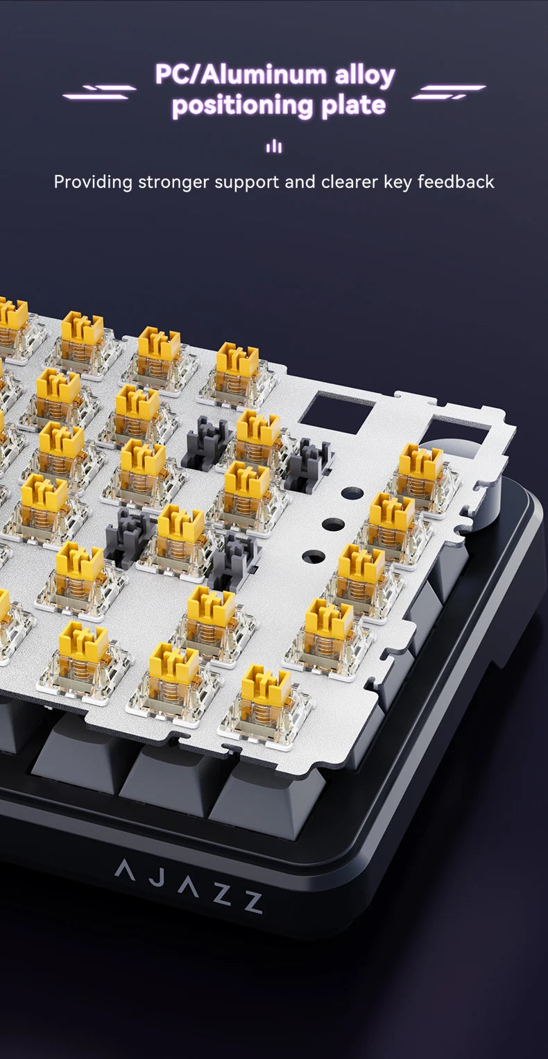 AJAZZ AK820 hall switch mechanical keyboard Gasket structure-three-mode-gaming magnetic switch-0.58 inch color screen