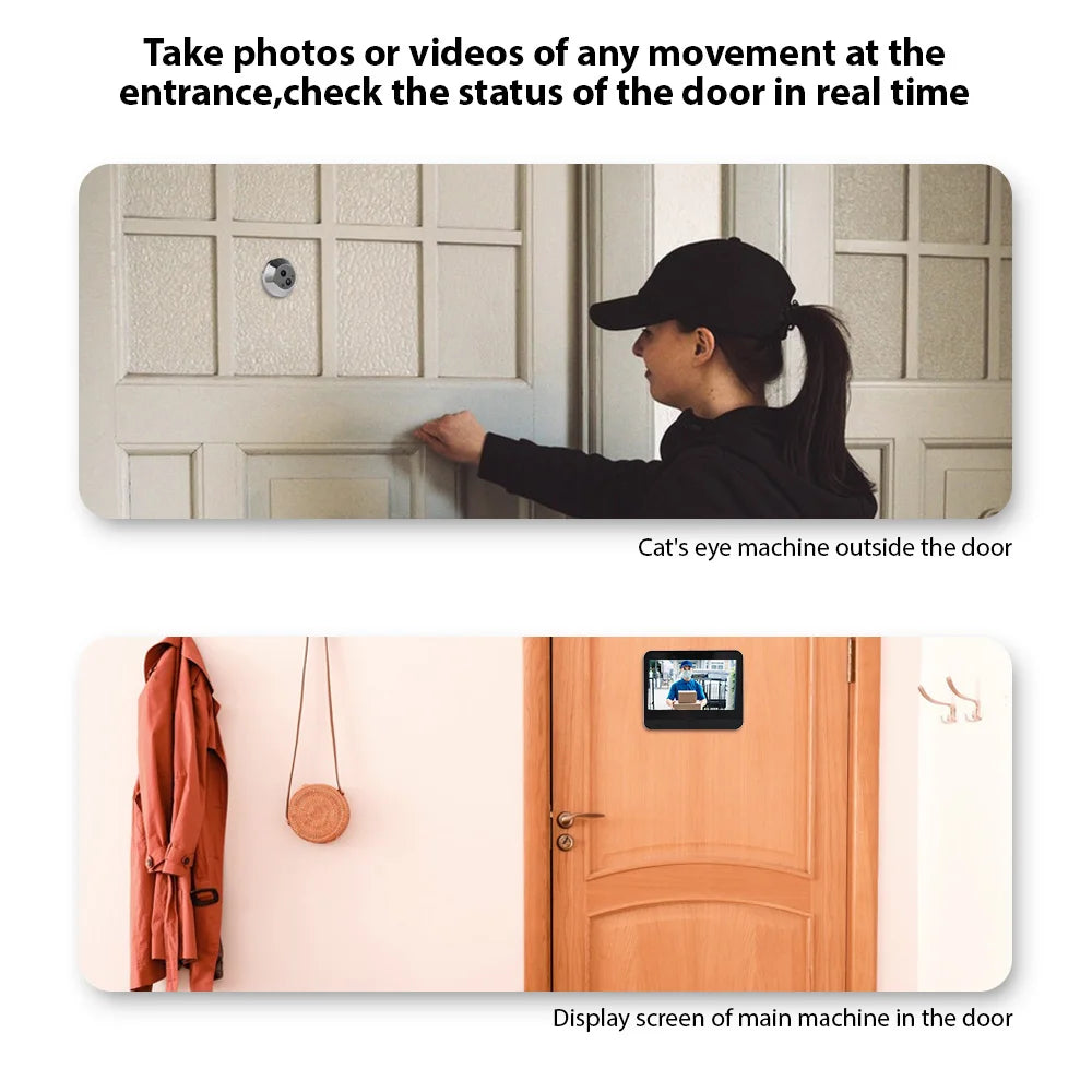 2.4G WiFi Video Doorbell for Apartment Peephole Camera 4.3-inch Display Tuya APP 1080P 120 Degree Visible Night Vision Peephole