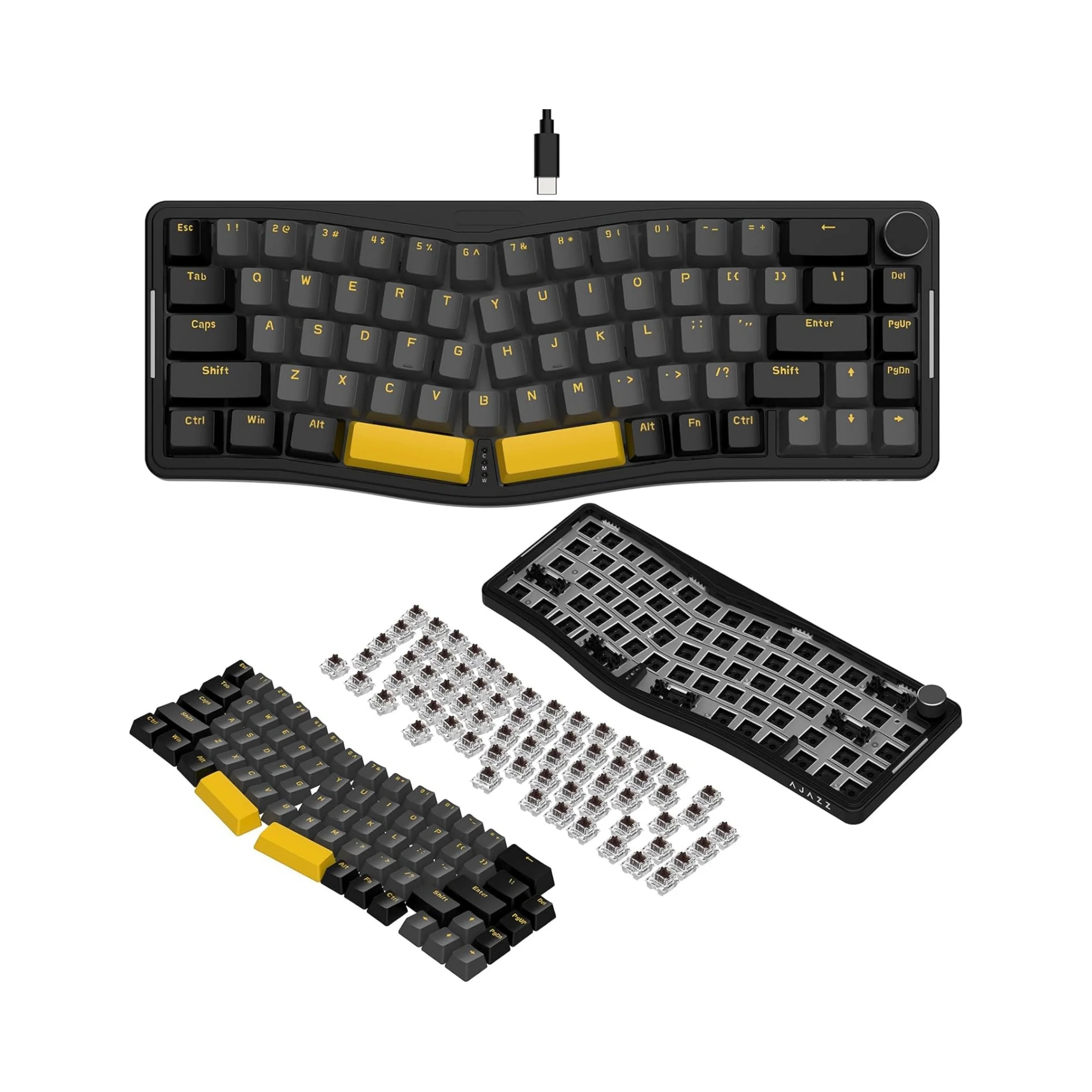 MAMBASNAKE x ATTACK SHARK AKS068 Alice Layout Wired Mechanical Keyboard, Gasket Mount 68 Keys Ergonomic Gaming Keyboard USB-C