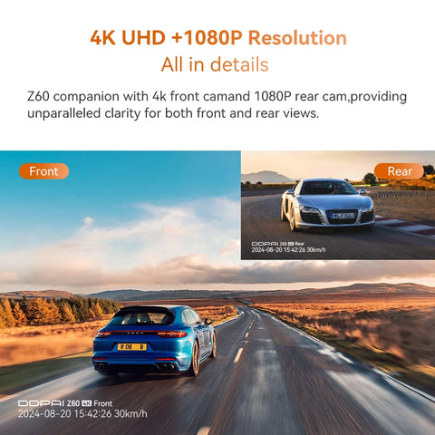 DDPAI Z60 4K+2K+1080P Dash Cam Support Rear and Interior with GPS 5GHz WiFi ADAS NightVIS 2.0 Dash Camera 24H Parking Monitor
