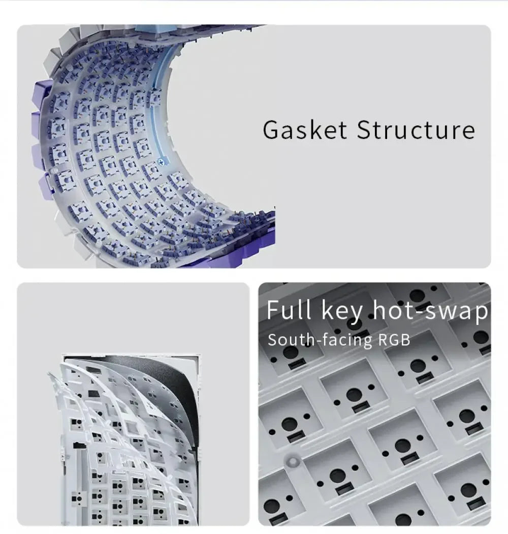 Ajazz Ak820 RGB Tri-Mode Gaming Mechanical Keyboard 82 Key Bluetooth 2.4GHz Wireless Gamer Keyboard Custom Gasket for Pc Laptop