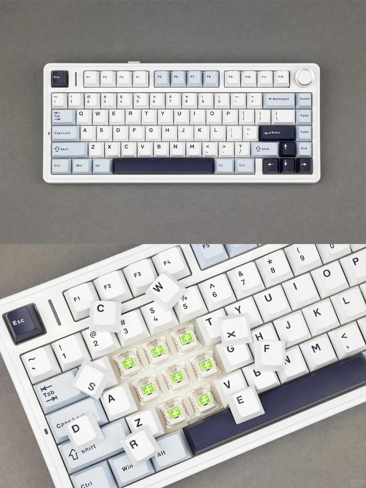 AULA F75 Gaming Mechanical Keyboard W/ RGB PBT keycaps Hot-Swap Gasket Structure 75% Layout Customized Tri-Mode Game Keyboards