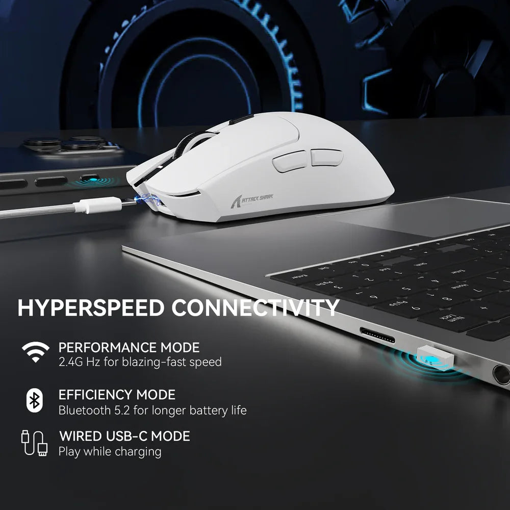 ATTACK SHARK X1 Tri-mode Gaming Mouse With Touchpad RGB Charging Dock PAW3395PRO BT/2.4G Wireless/Wired, 6 Adjustable DPI up to