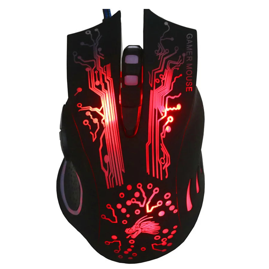 Wired Gaming Mouse 5500DPI 7-Color LED Backlight Optical Mouse Gamer USB 7 Buttons PC Gamer Computer Laptop Desktop Mice
