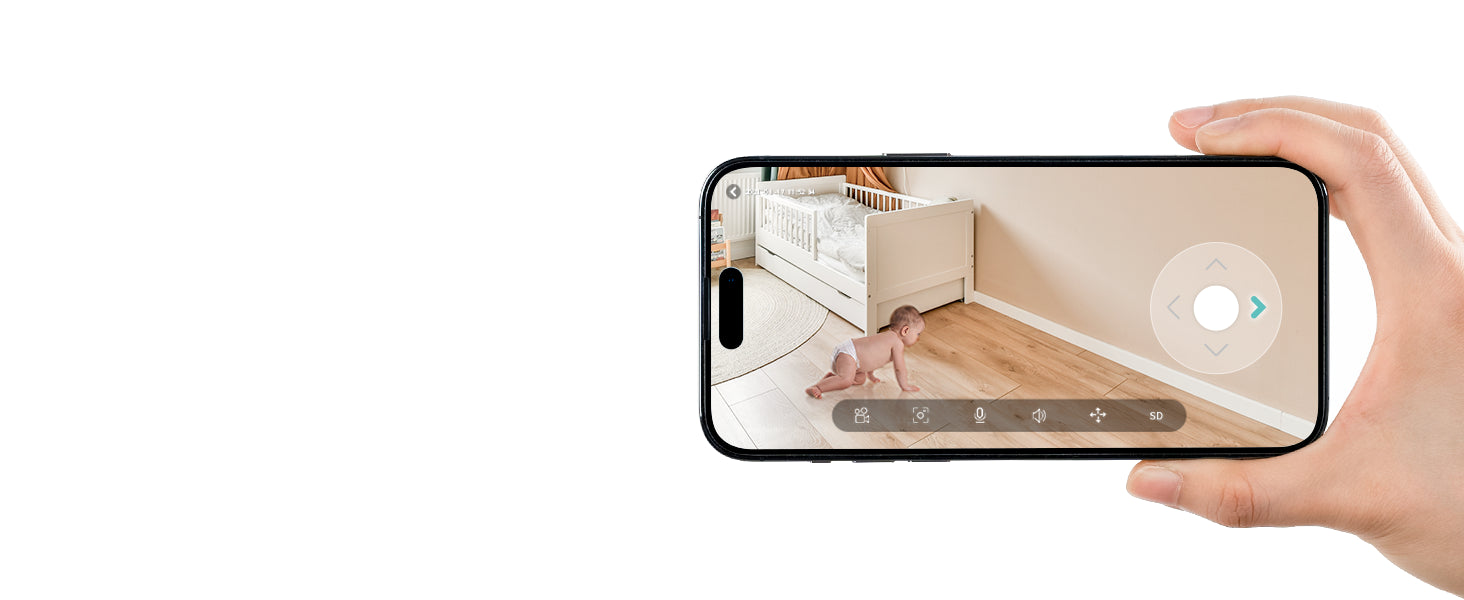 BOIFUN 1080P 5" Baby Monitor Camera, PTZ 355°Camera Baby Motion Monitoring and Automatic Tracking, Monitor and Smartphone
